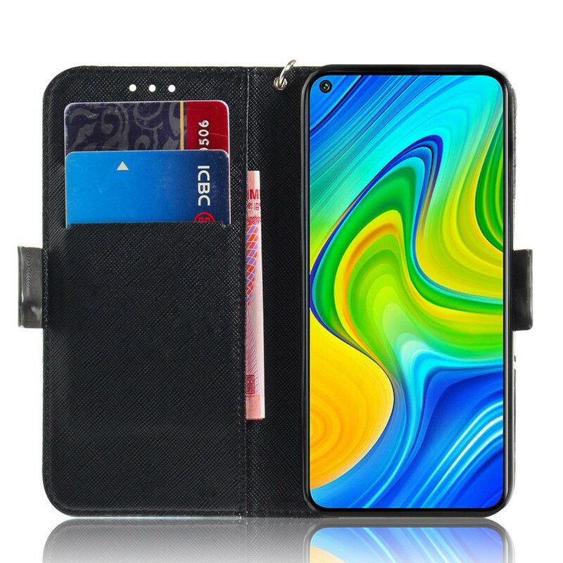 Flip Case Für Xiaomi Redmi Note 9 Mit Kordel Graue Katze Mit Riemen