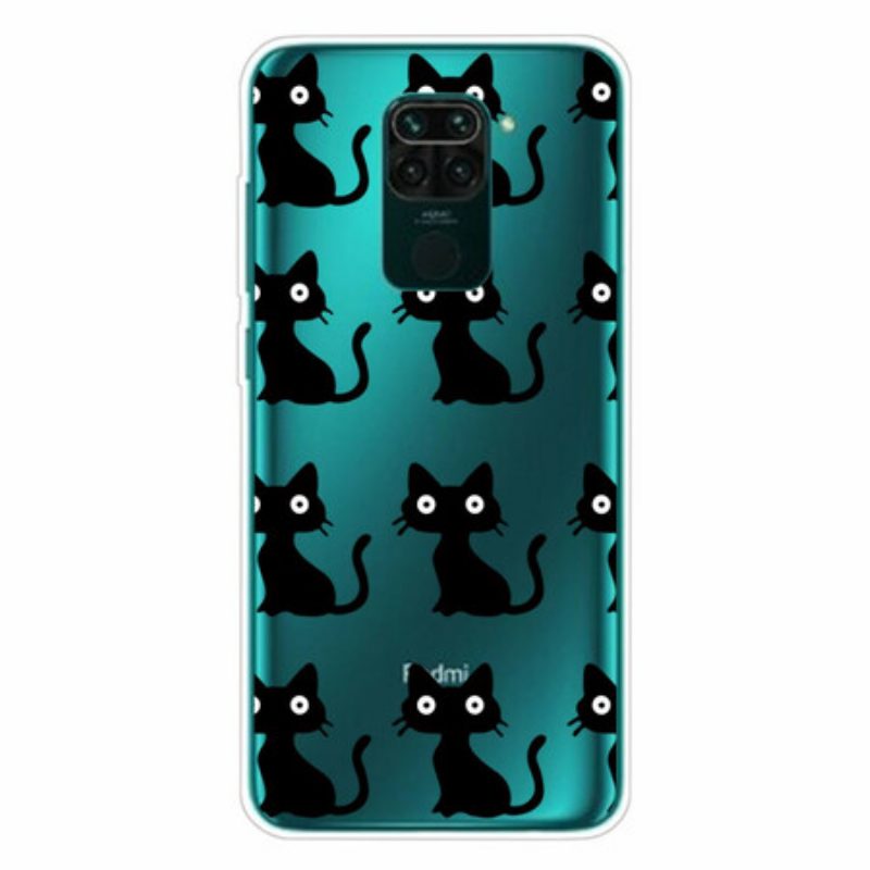 Handyhülle Für Xiaomi Redmi Note 9 Mehrere Schwarze Katzen