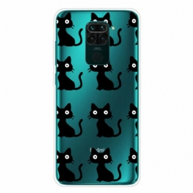 Handyhülle Für Xiaomi Redmi Note 9 Mehrere Schwarze Katzen