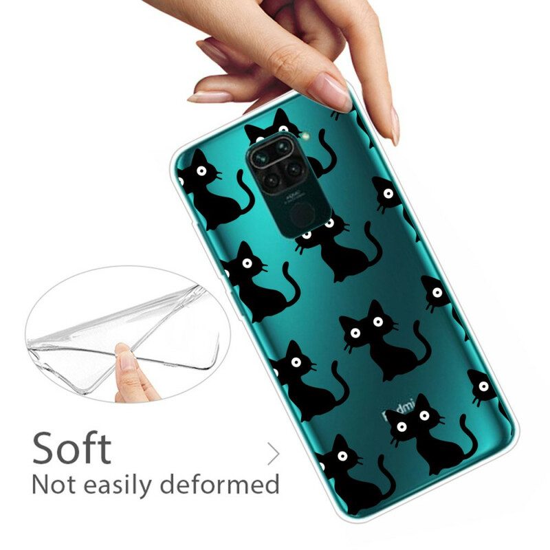 Handyhülle Für Xiaomi Redmi Note 9 Mehrere Schwarze Katzen