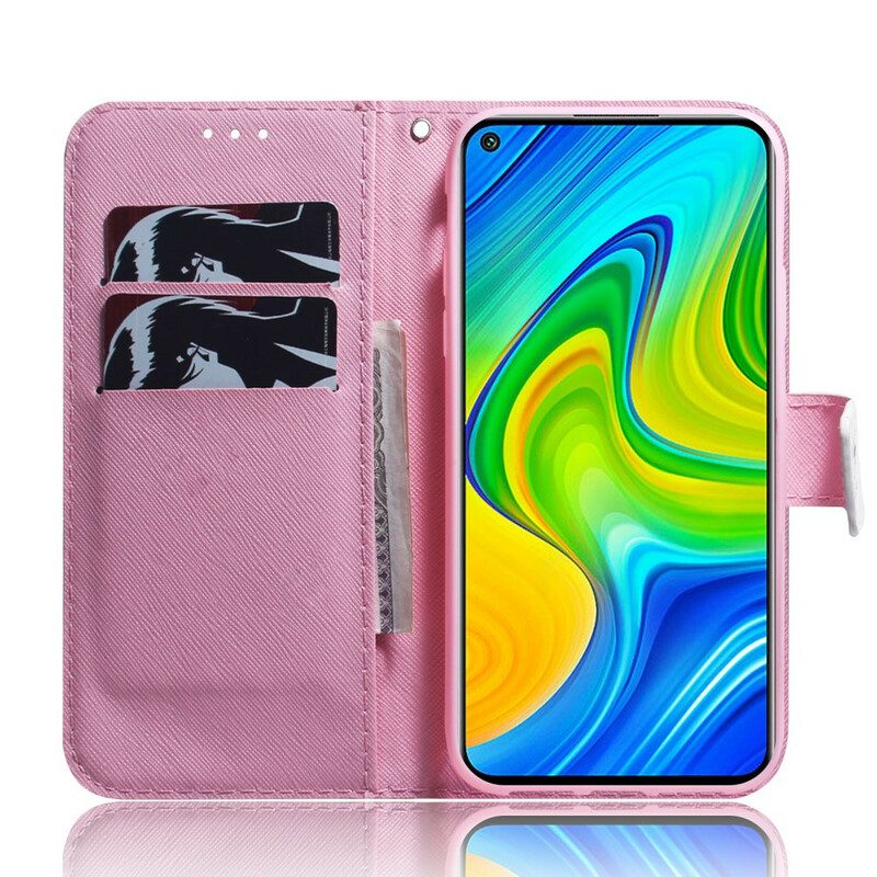 Lederhüllen Für Xiaomi Redmi Note 9 Blume Staubiges Rosa