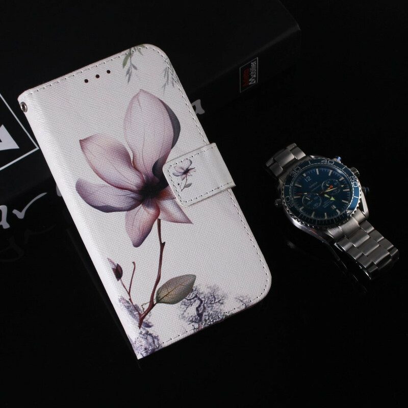 Lederhüllen Für Xiaomi Redmi Note 9 Blume Staubiges Rosa