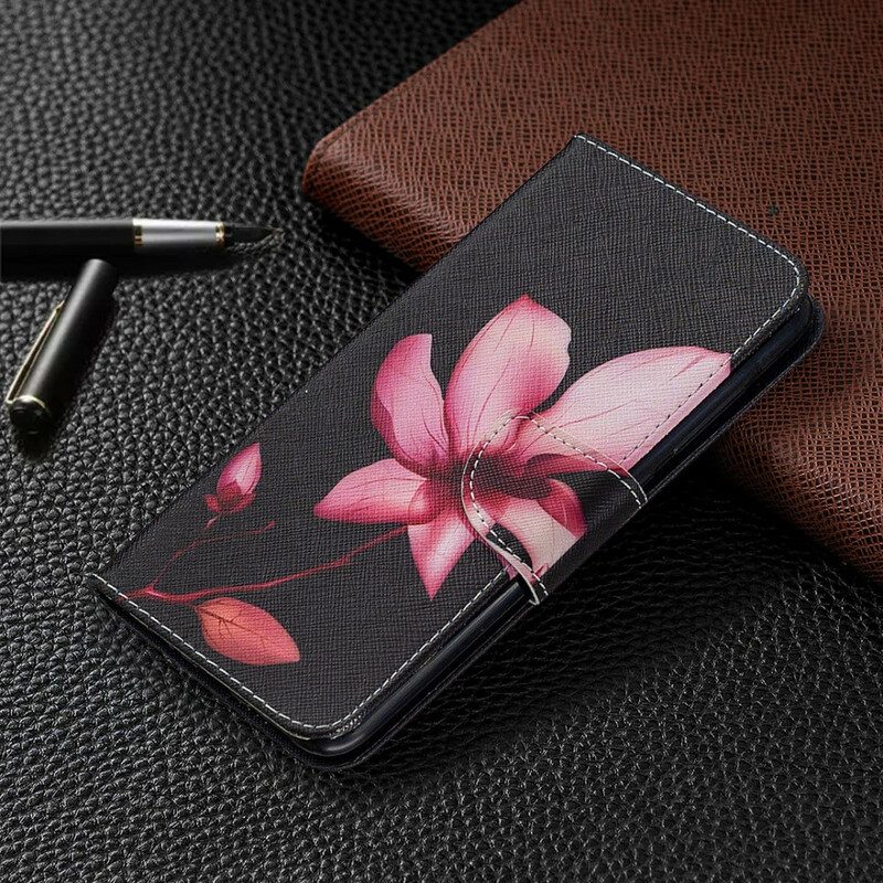 Lederhüllen Für Xiaomi Redmi Note 9 Pinke Blume