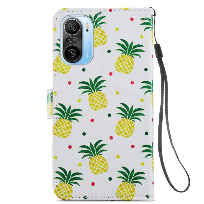 Flip Case Für Poco F3 Mehrere Ananas