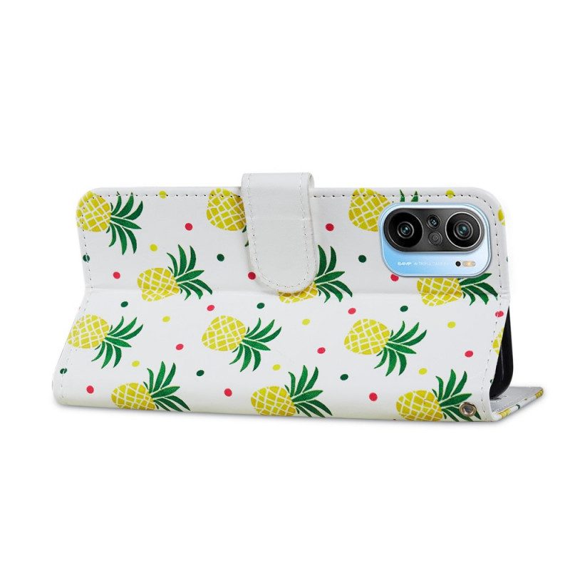 Flip Case Für Poco F3 Mehrere Ananas