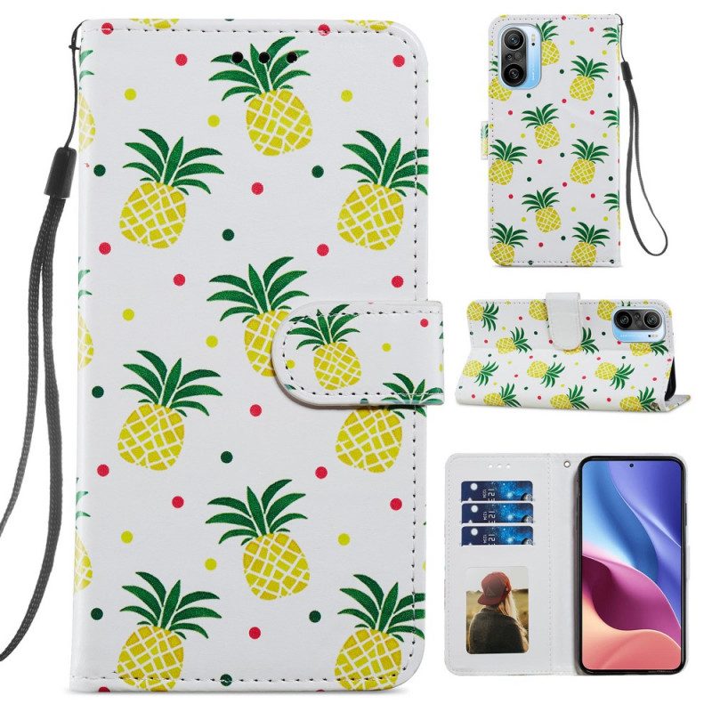 Flip Case Für Poco F3 Mehrere Ananas