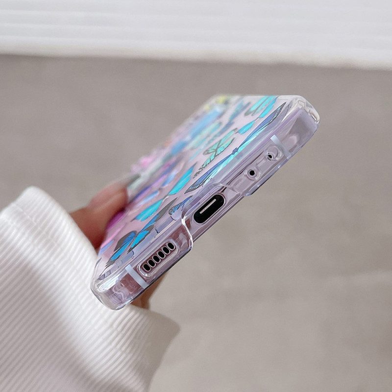 Hülle Für Samsung Galaxy Z Flip 5 Transparente Bunte Schmetterlinge