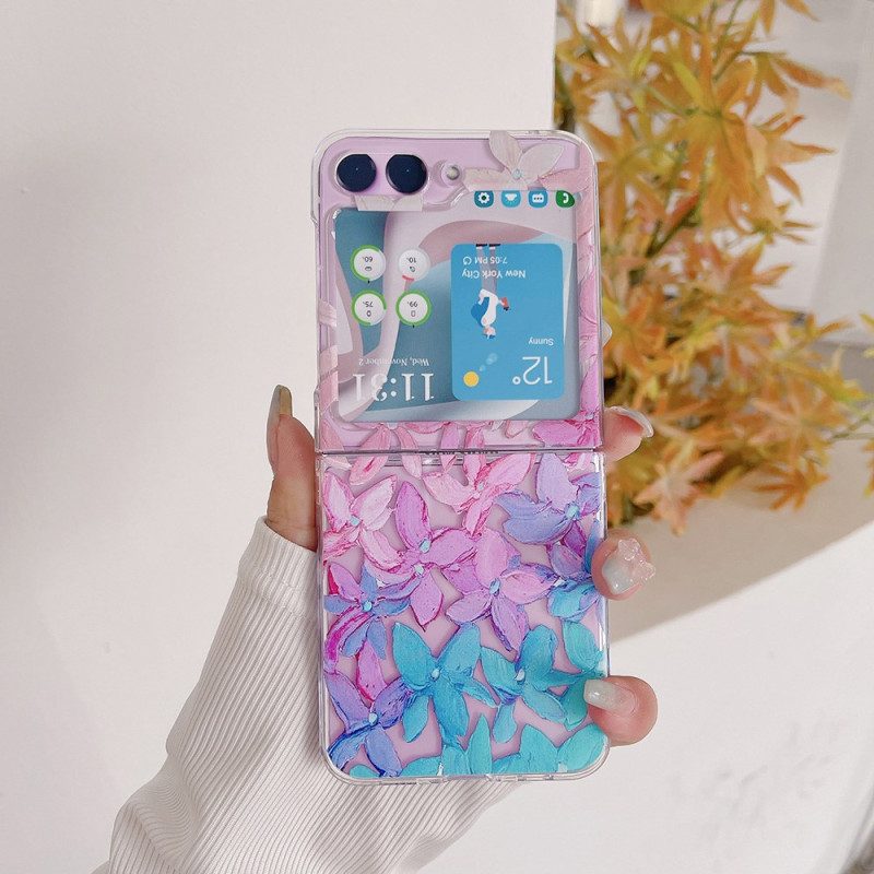 Hülle Für Samsung Galaxy Z Flip 5 Transparente Grafische Blumen