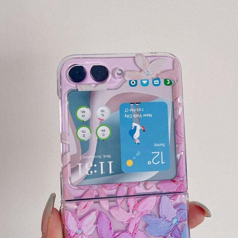 Hülle Für Samsung Galaxy Z Flip 5 Transparente Grafische Blumen