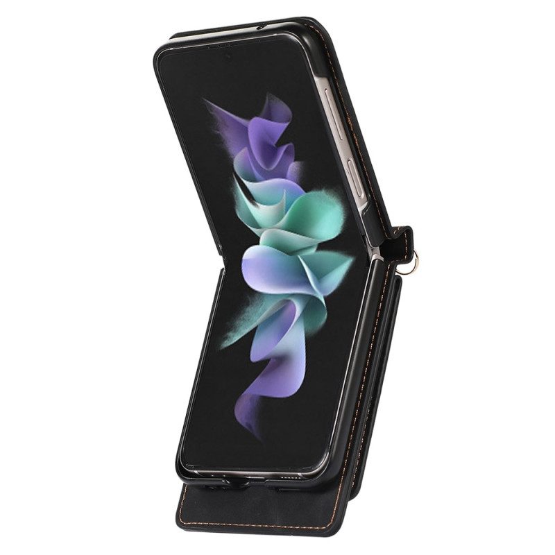 Hülle Samsung Galaxy Z Flip 5 Handyhülle Spiegelkartenhalter Und Schultergurt