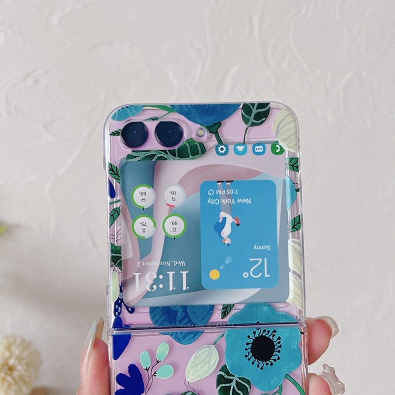 Hülle Samsung Galaxy Z Flip 5 Transparente Hübsche Blumen