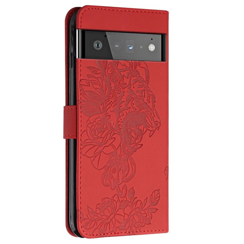 Flip Case Für Google Pixel 6 Pro Barocker Tiger Und Strass