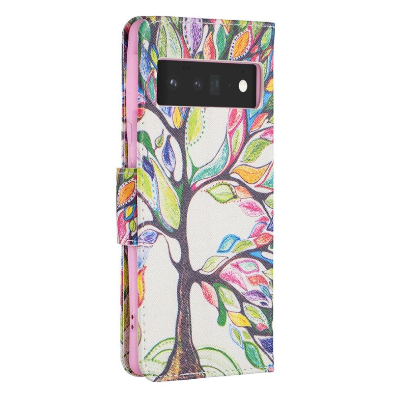 Flip Case Für Google Pixel 6 Pro Bunter Baum