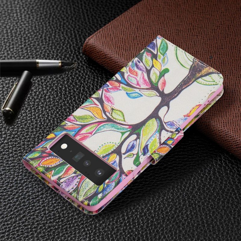 Flip Case Für Google Pixel 6 Pro Bunter Baum