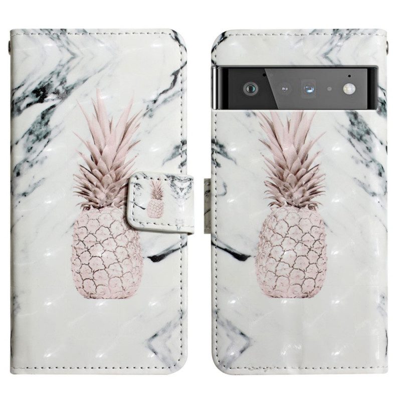 Flip Case Für Google Pixel 6 Pro Lichtpunkt Ananas