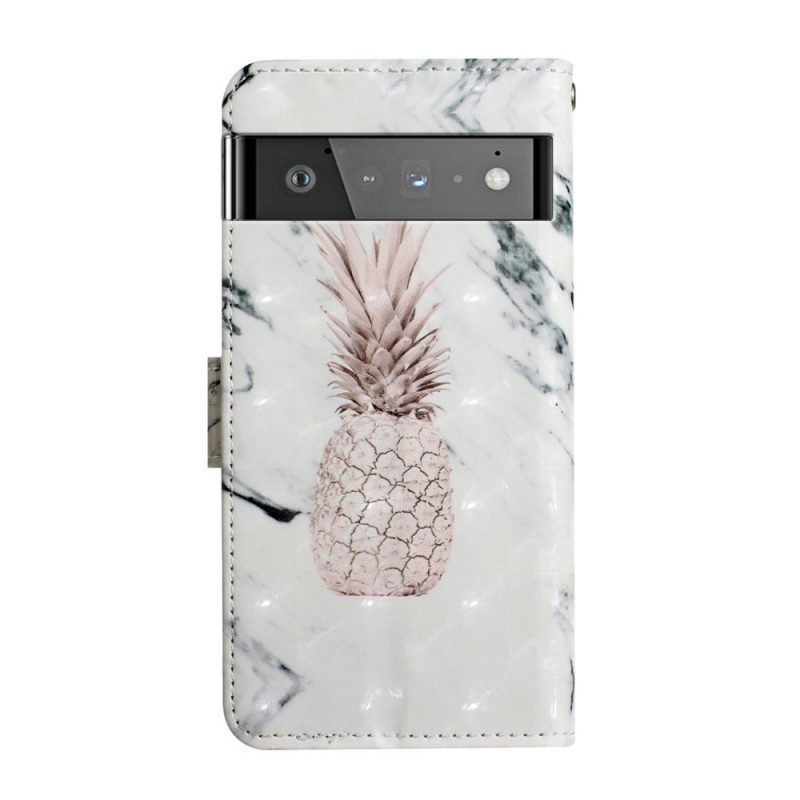 Flip Case Für Google Pixel 6 Pro Lichtpunkt Ananas