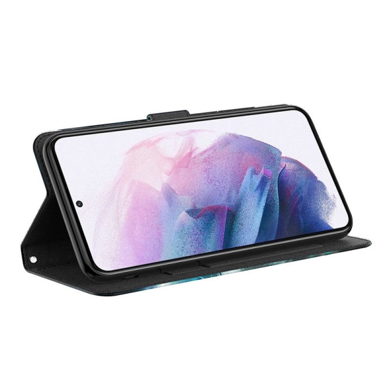 Flip Case Für Google Pixel 6 Pro Lichtpunkt-marmor-design Mit Umhängeband