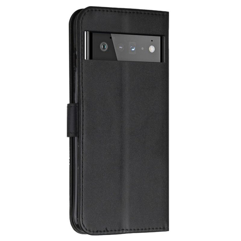 Flip Case Für Google Pixel 6 Pro Mit Kordel Riemchen-geo-ledereffekt