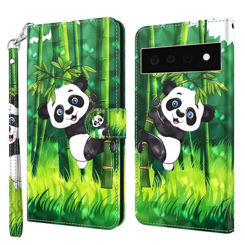 Flip Case Für Google Pixel 6 Pro Panda Und Bambus