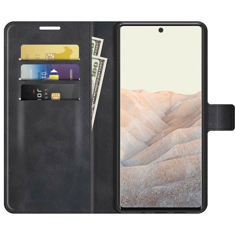 Flip Case Für Google Pixel 6 Pro Schlanker. Extremer Ledereffekt