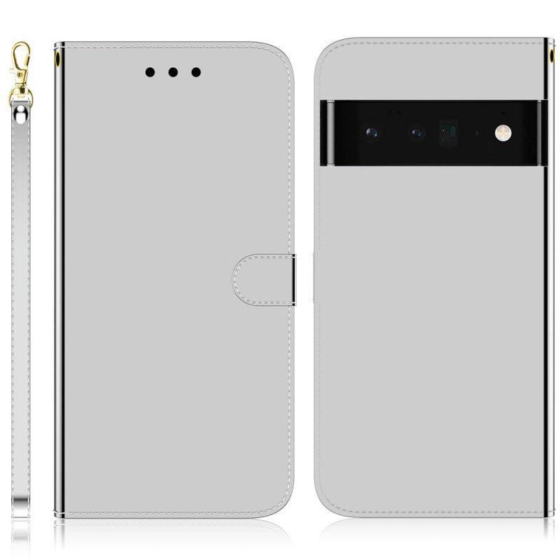 Flip Case Für Google Pixel 6 Pro Spiegelabdeckung Aus Kunstleder