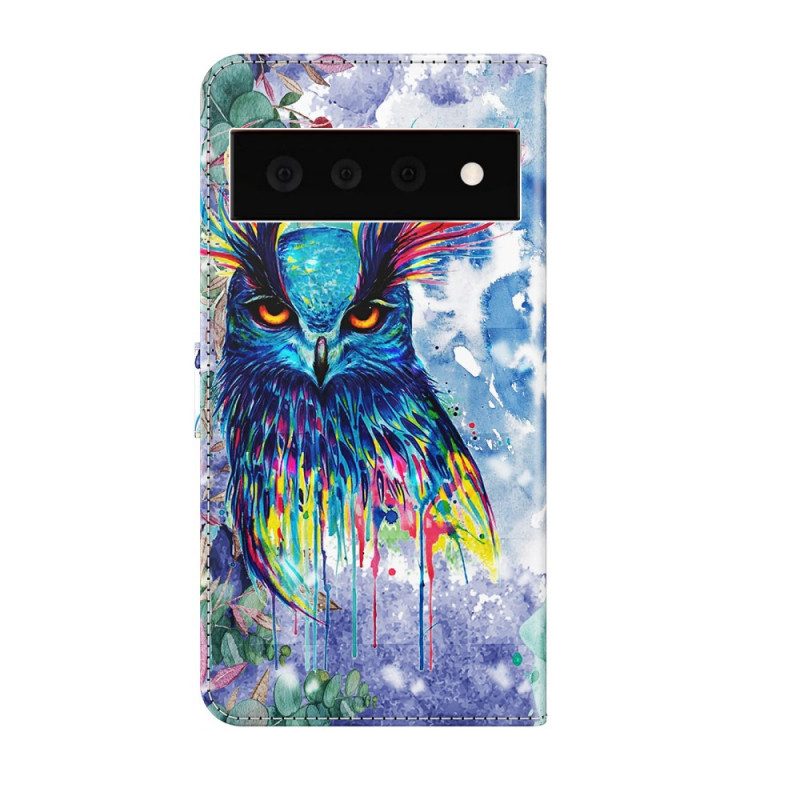 Lederhüllen Für Google Pixel 6 Pro Aquarellvogel