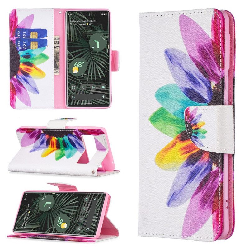 Schutzhülle Für Google Pixel 6 Pro Flip Case Aquarellblume