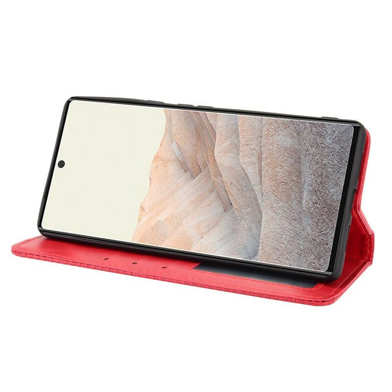 Schutzhülle Für Google Pixel 6 Pro Flip Case Stilisierter Vintage-ledereffekt