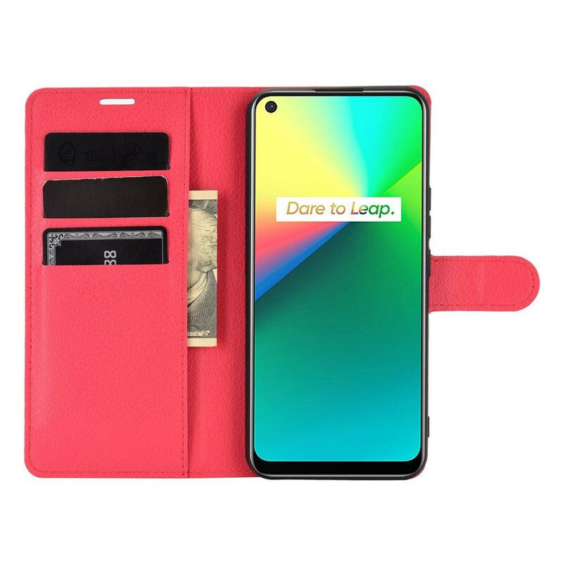 Flip Case Für Realme 7i Klassischer Litschi-effekt