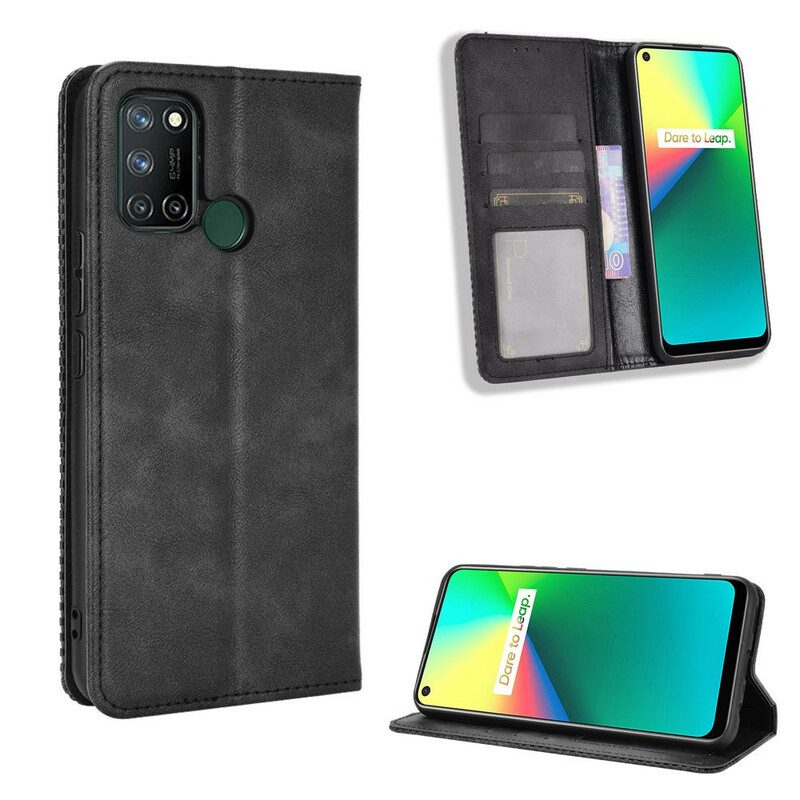 Schutzhülle Für Realme 7i Flip Case Stilisierter Vintage-ledereffekt