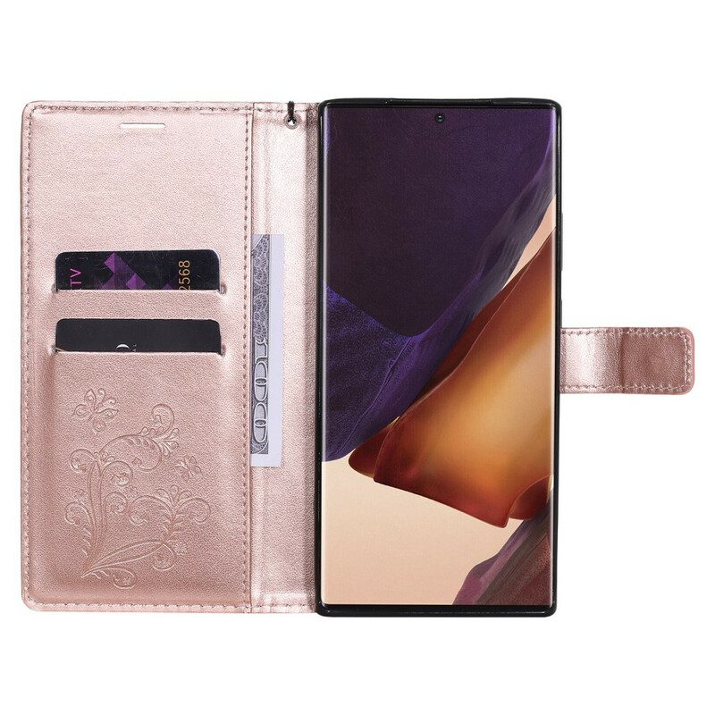 Flip Case Für Samsung Galaxy Note 20 Ultra Mit Kordel Riesige Riemenschmetterlinge