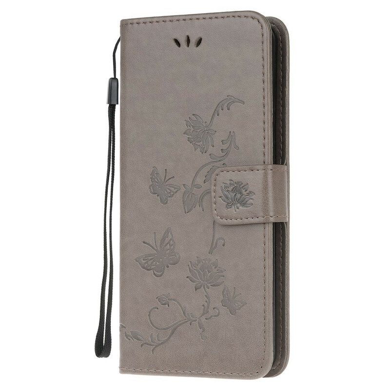 Flip Case Für Samsung Galaxy Note 20 Ultra Mit Kordel Tanga-schmetterlinge Und Blumen