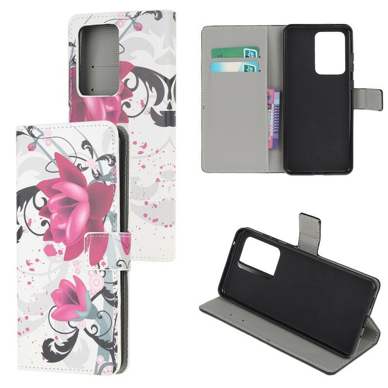 Flip Case Für Samsung Galaxy Note 20 Ultra Tropische Blumen