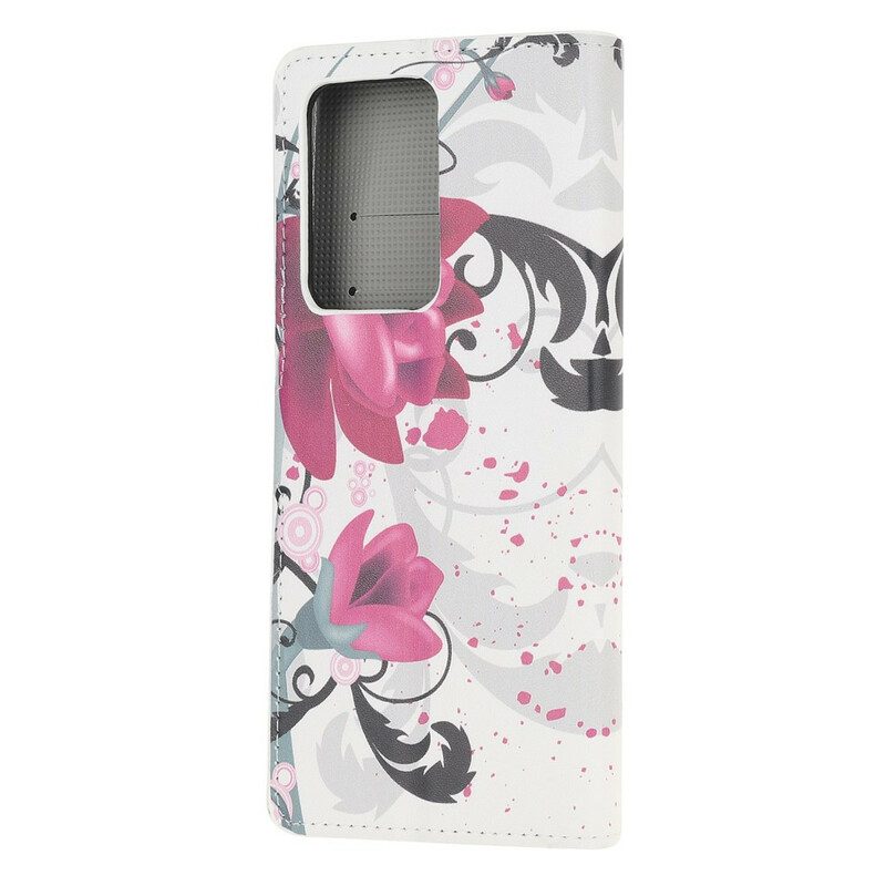 Flip Case Für Samsung Galaxy Note 20 Ultra Tropische Blumen