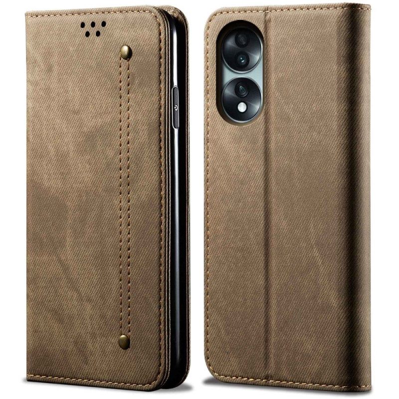 Schutzhülle Für Honor 70 Flip Case Jeansstoff Mit Stichmuster