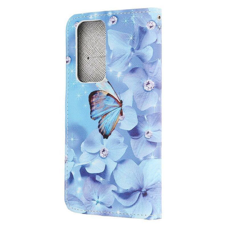 Flip Case Für Huawei P40 Mit Kordel Riemchen-diamant-schmetterlinge