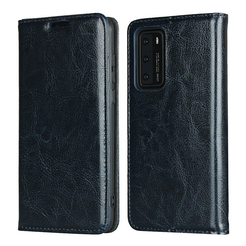 Schutzhülle Für Huawei P40 Flip Case Echtes Leder