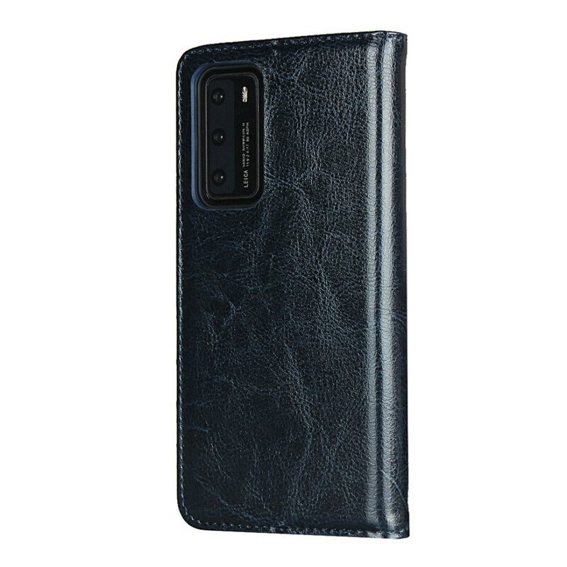 Schutzhülle Für Huawei P40 Flip Case Echtes Leder