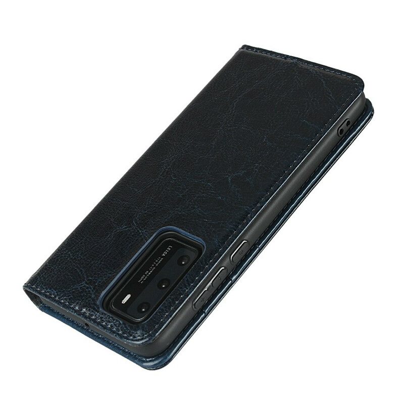 Schutzhülle Für Huawei P40 Flip Case Echtes Leder