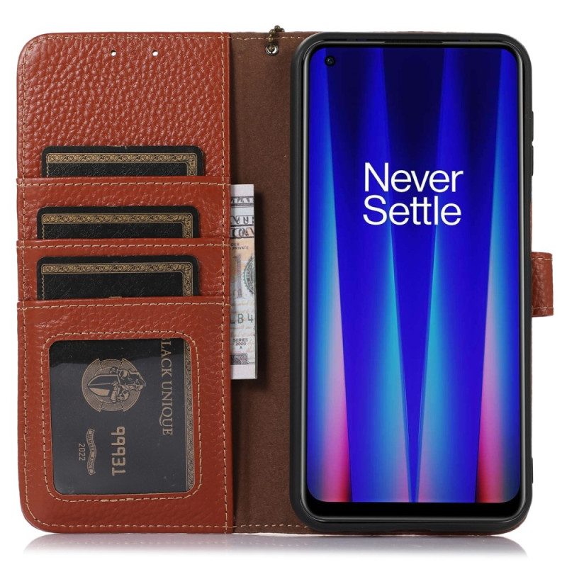 Flip Case Für OnePlus Nord CE 3 Lite 5G Echtes Litschi-rfid-leder