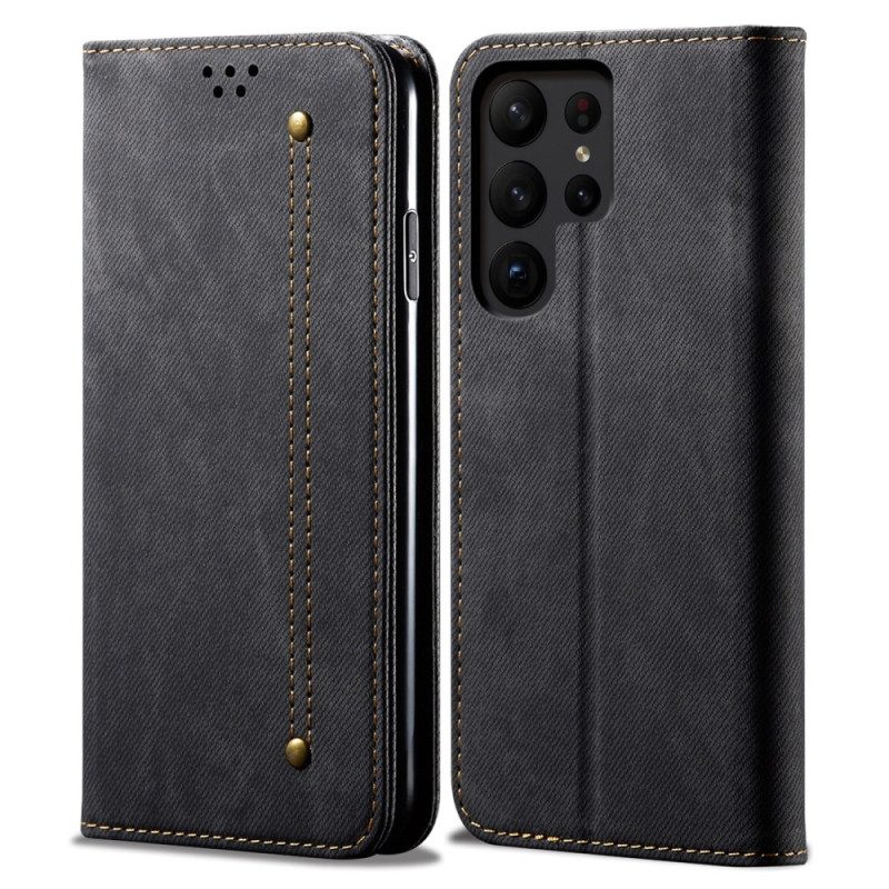 Flip Case Für Samsung Galaxy S24 Ultra 5g Jeansstoff