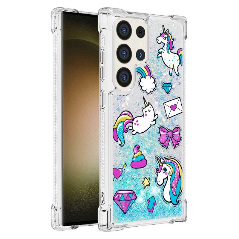 Hülle Samsung Galaxy S24 Ultra 5g Handyhülle Einhorn- Und Diamantglitter