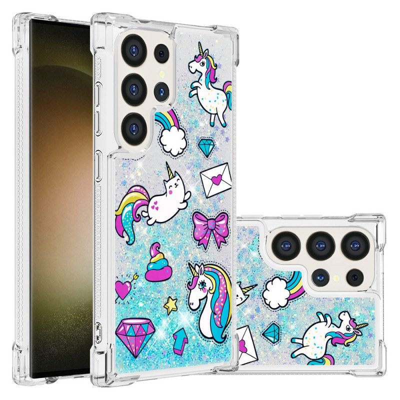 Hülle Samsung Galaxy S24 Ultra 5g Handyhülle Einhorn- Und Diamantglitter