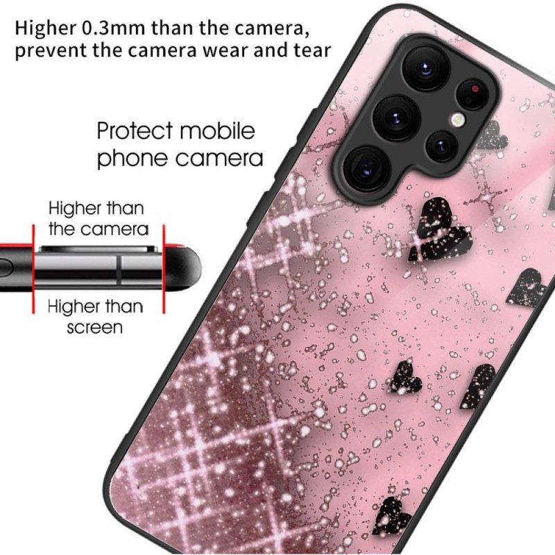 Hülle Samsung Galaxy S24 Ultra 5g Handyhülle Rosa Herzen Aus Gehärtetem Glas