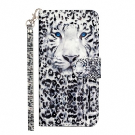 Lederhüllen Für Samsung Galaxy S24 Ultra 5g Leopard Mit Riemen