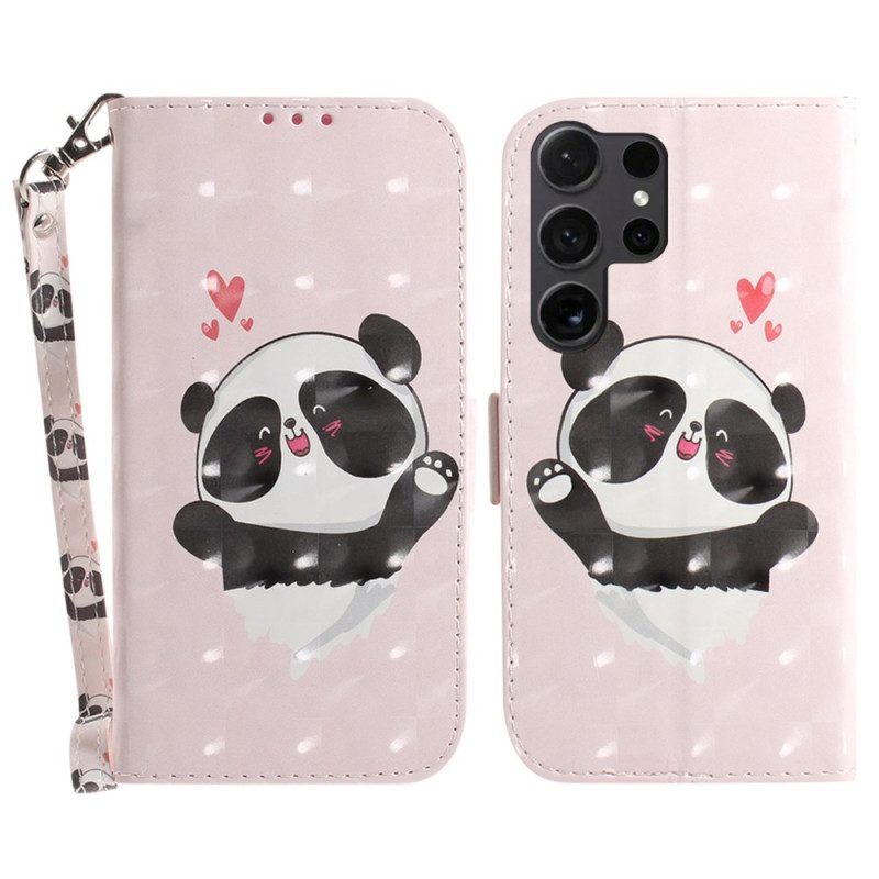 Lederhüllen Für Samsung Galaxy S24 Ultra 5g Panda Love Mit Riemen