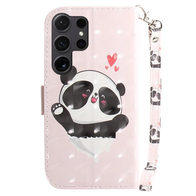 Lederhüllen Für Samsung Galaxy S24 Ultra 5g Panda Love Mit Riemen