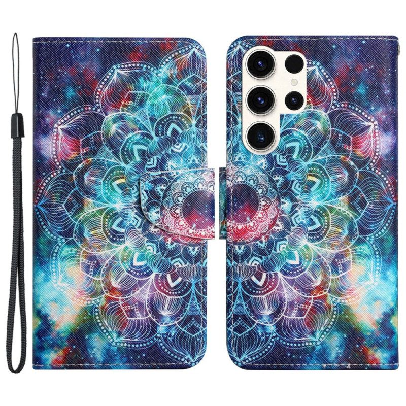 Lederhüllen Für Samsung Galaxy S24 Ultra 5g Sternenhimmel Und Mandala Mit Riemen