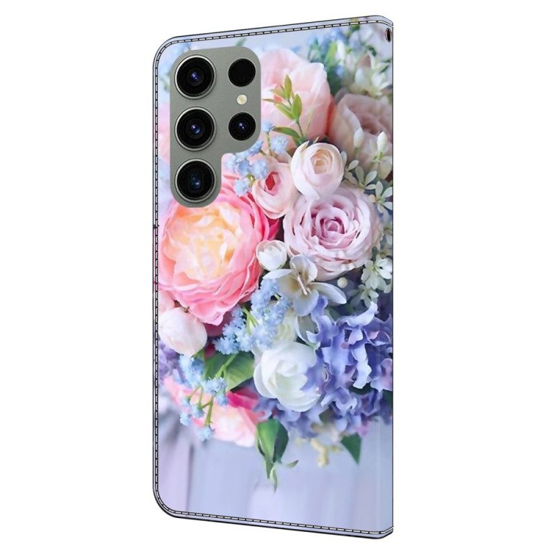 Lederhüllen Samsung Galaxy S24 Ultra 5g Bunte Blumen