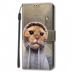 Lederhüllen Samsung Galaxy S24 Ultra 5g Handyhülle Katze Im Gelben Trägerpullover